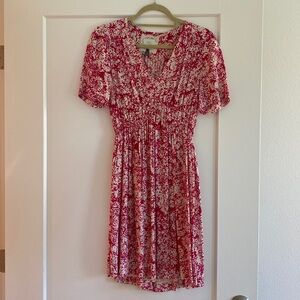 Pink and white floral Parisian dress